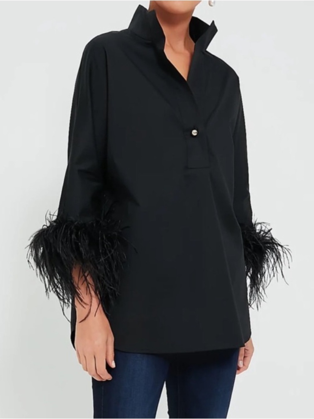 NWT $228 Tuckernuck Black Feather Willow Blouse Size Large